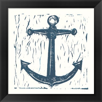 Framed Nautical Collage on White III Print