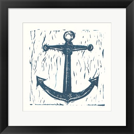 Framed Nautical Collage on White III Print