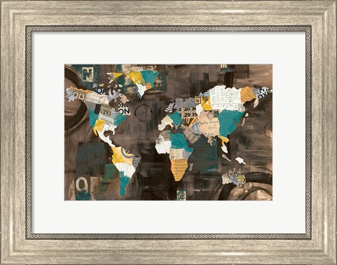 Framed Golden World on Brown Print