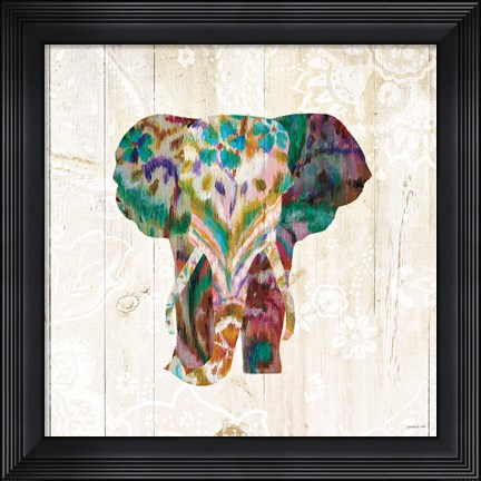 Framed Boho Paisley Elephant III Print