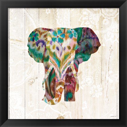 Framed Boho Paisley Elephant III Print