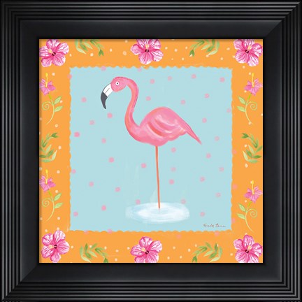 Framed Flamingo Dance IV Print
