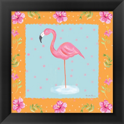 Framed Flamingo Dance IV Print