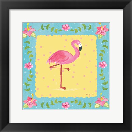 Framed Flamingo Dance I Sq Border Print