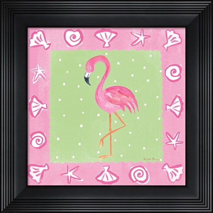 Framed Flamingo Dance II Print