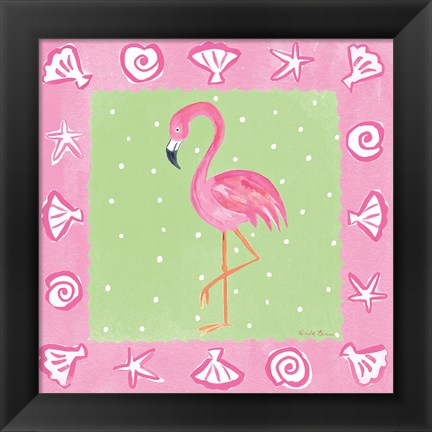 Framed Flamingo Dance II Print