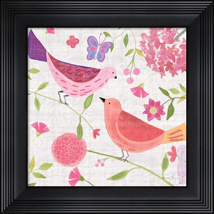 Framed Damask Floral and Bird IV v2 Print