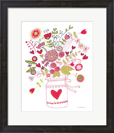 Framed Valentines Flowers I Print