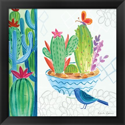 Framed Cacti Garden II Print