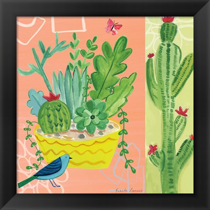 Framed Cacti Garden IV Print