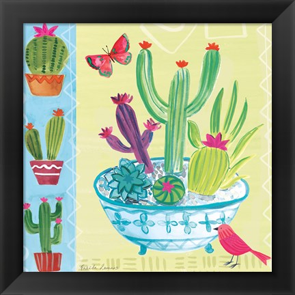 Framed Cacti Garden III Print