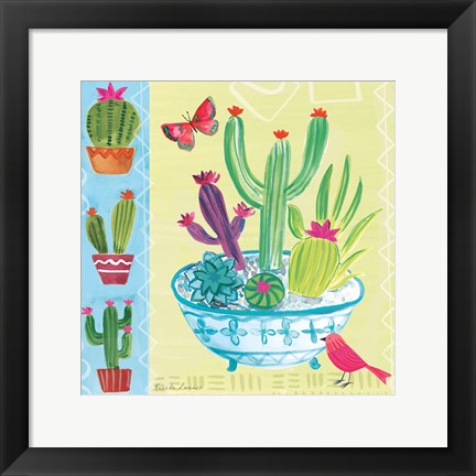 Framed Cacti Garden III Print