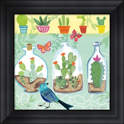Framed Cacti Garden I Print