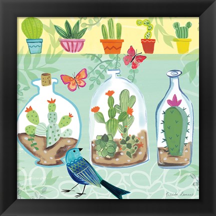 Framed Cacti Garden I Print