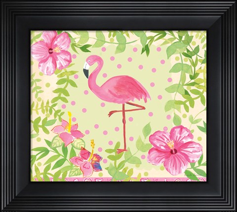 Framed Flamingo Dance I Print