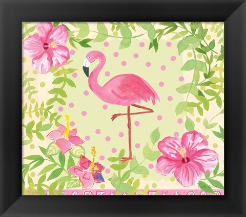 Framed Flamingo Dance I Print