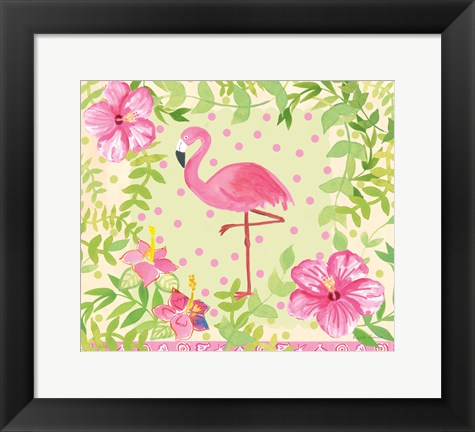 Framed Flamingo Dance I Print