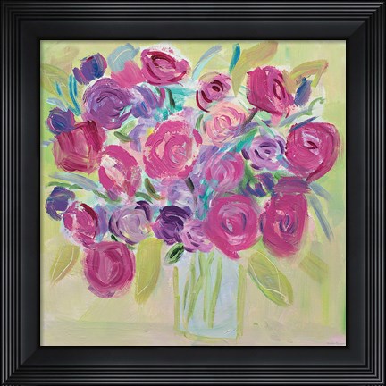 Framed Pink Roses Flower Print