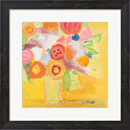 Framed Misty Yellow Floral Print