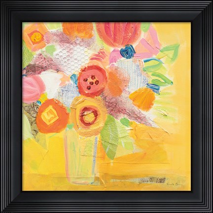 Framed Misty Yellow Floral Print