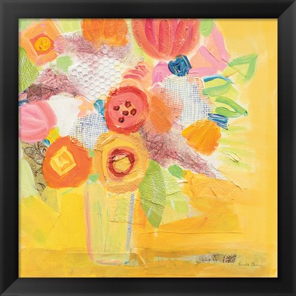 Framed Misty Yellow Floral Print