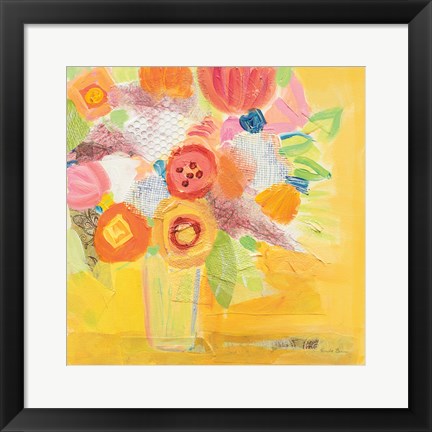 Framed Misty Yellow Floral Print