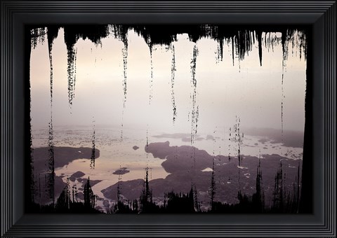 Framed Painted Seaside I on Black Print