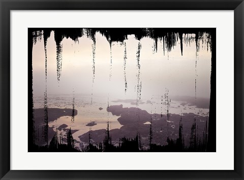 Framed Painted Seaside I on Black Print