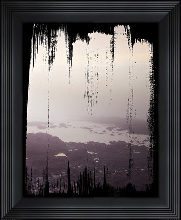 Framed Painted Seaside III on Black Print