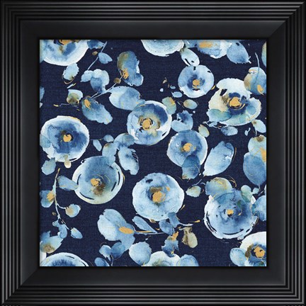 Framed Indigold Flower Toss Indigo Print