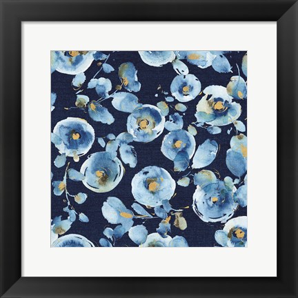 Framed Indigold Flower Toss Indigo Print