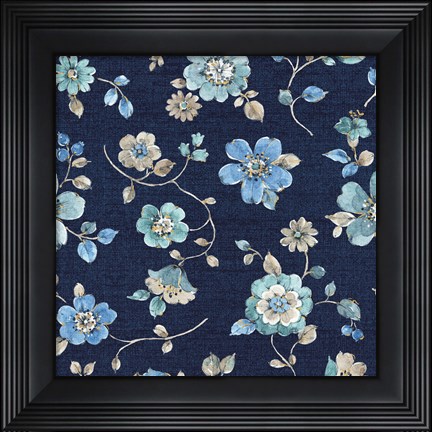 Framed Indigold Flowers Mini trail Indigo Print