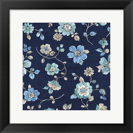 Framed Indigold Flowers Mini trail Indigo Print