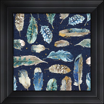 Framed Indigold Feathers Indigo Print