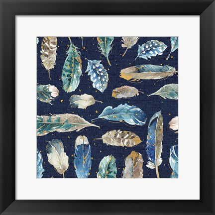 Framed Indigold Feathers Indigo Print