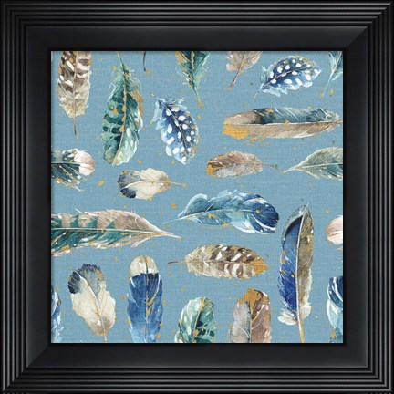 Framed Indigold Feathers Turquoise Print