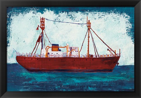 Framed Nantucket Lightship Navy no Words Print