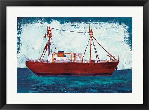 Framed Nantucket Lightship Navy no Words Print