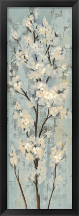 Framed Almond Branch II on Light Blue Print
