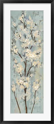 Framed Almond Branch II on Light Blue Print