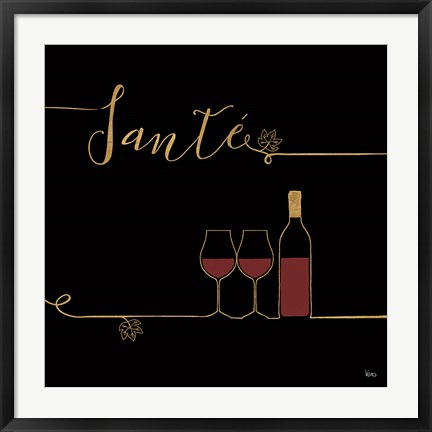 Framed Underlined Wine VI Black Print