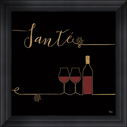 Framed Underlined Wine VI Black Print