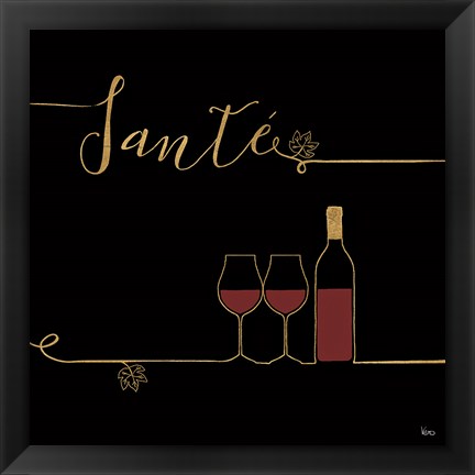 Framed Underlined Wine VI Black Print