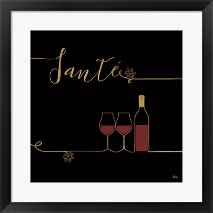 Framed Underlined Wine VI Black Print