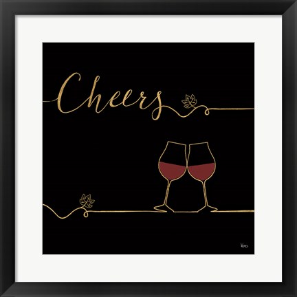 Framed Underlined Wine V Black Print