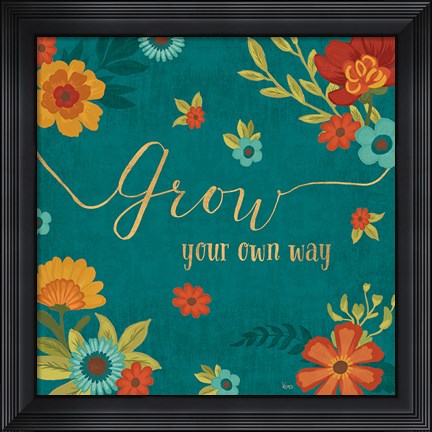 Framed Flourish II Teal Print