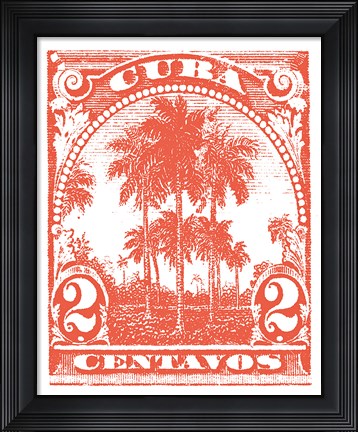 Framed Cuba Stamp IX Bright Print