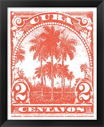 Framed Cuba Stamp IX Bright Print