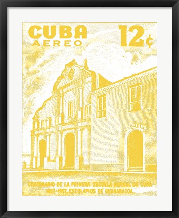 Framed Cuba Stamp VI Bright Print