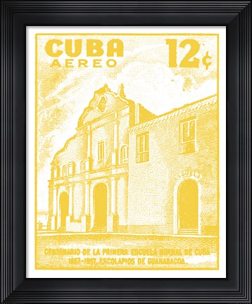 Framed Cuba Stamp VI Bright Print